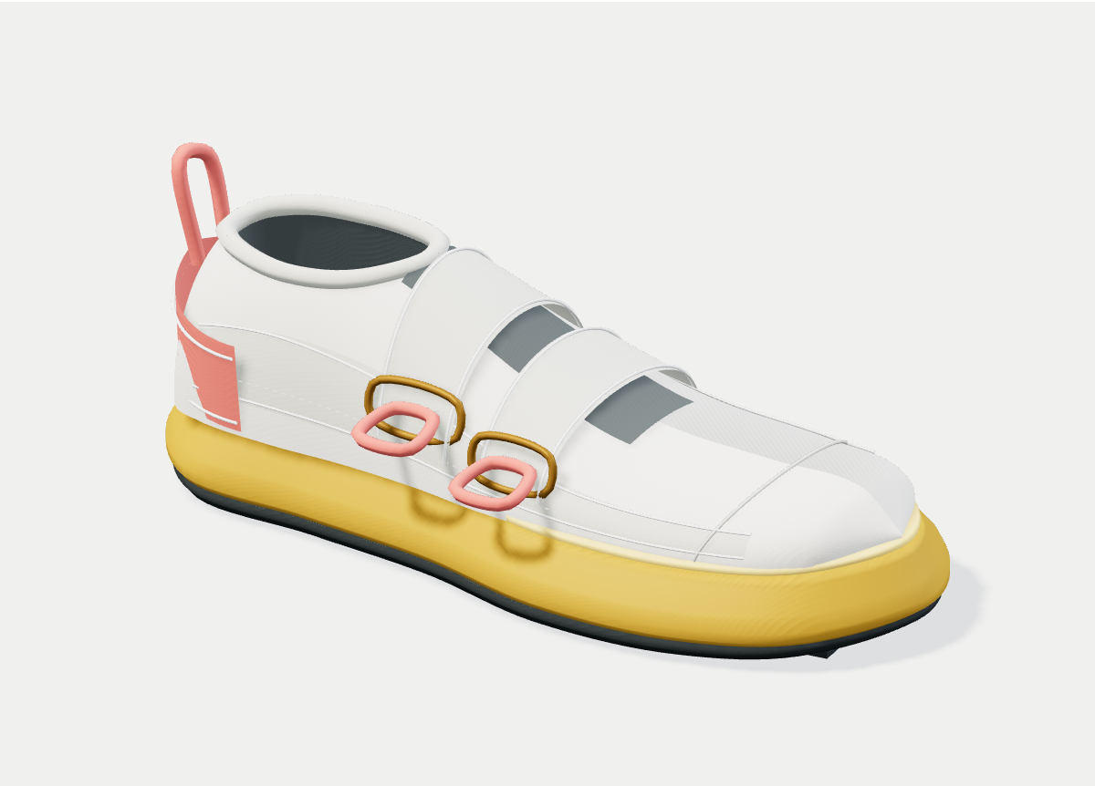 115 mm footwear concept with broad straps and pull loops.